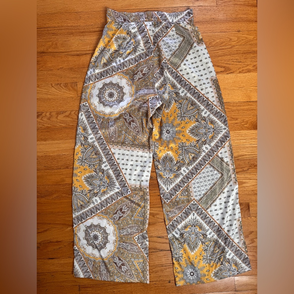 Cider Boho Paisley Print Wide Leg Silk Trousers Women’s M - Picture 7 of 7